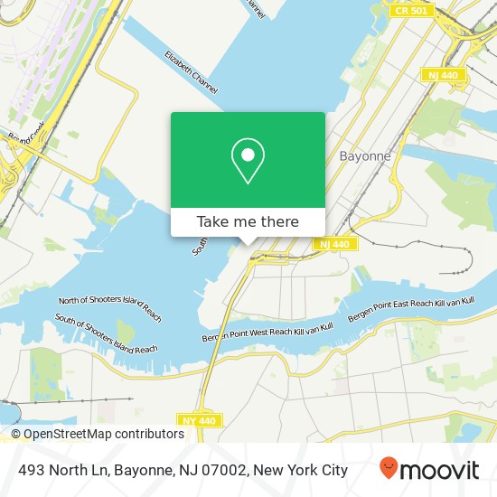 Mapa de 493 North Ln, Bayonne, NJ 07002