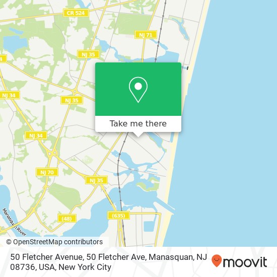 50 Fletcher Avenue, 50 Fletcher Ave, Manasquan, NJ 08736, USA map