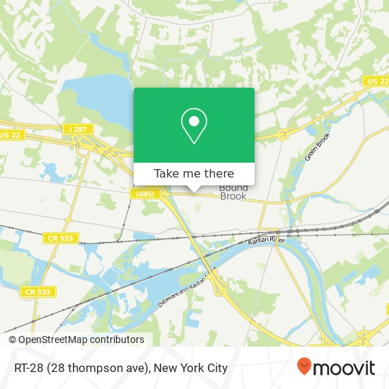 Mapa de RT-28 (28 thompson ave), Bound Brook, NJ 08805