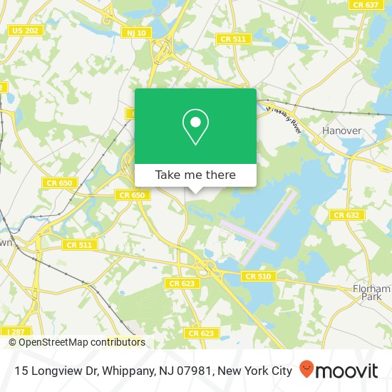 Mapa de 15 Longview Dr, Whippany, NJ 07981