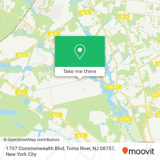 Mapa de 1707 Commonwealth Blvd, Toms River, NJ 08757