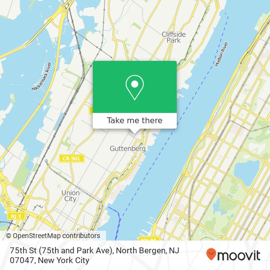 Mapa de 75th St (75th and Park Ave), North Bergen, NJ 07047