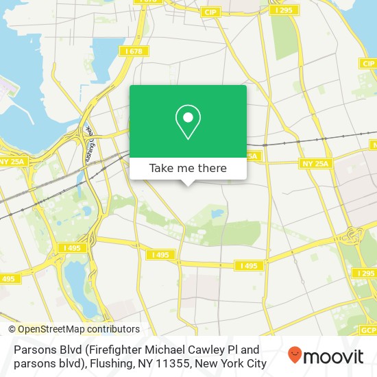 Mapa de Parsons Blvd (Firefighter Michael Cawley Pl and parsons blvd), Flushing, NY 11355