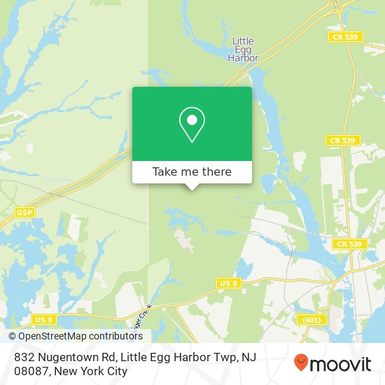 Mapa de 832 Nugentown Rd, Little Egg Harbor Twp, NJ 08087