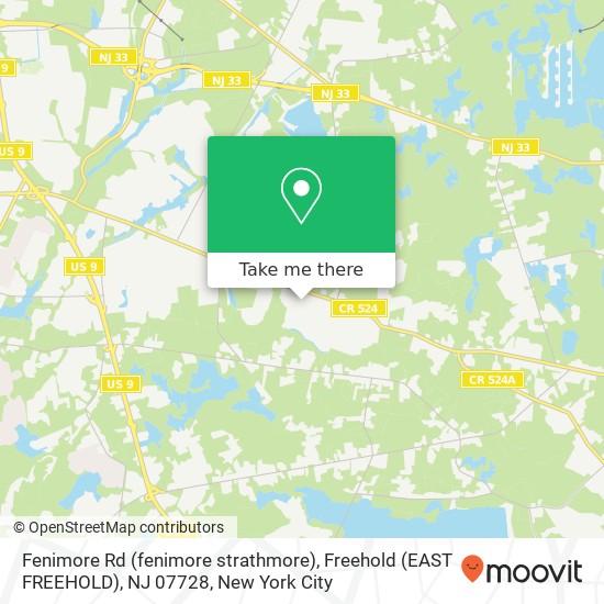 Mapa de Fenimore Rd (fenimore strathmore), Freehold (EAST FREEHOLD), NJ 07728