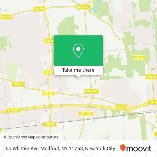 Mapa de 50 Whittier Ave, Medford, NY 11763