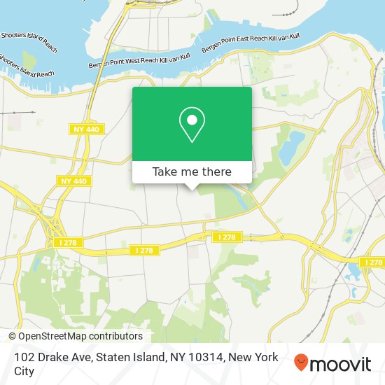 Mapa de 102 Drake Ave, Staten Island, NY 10314