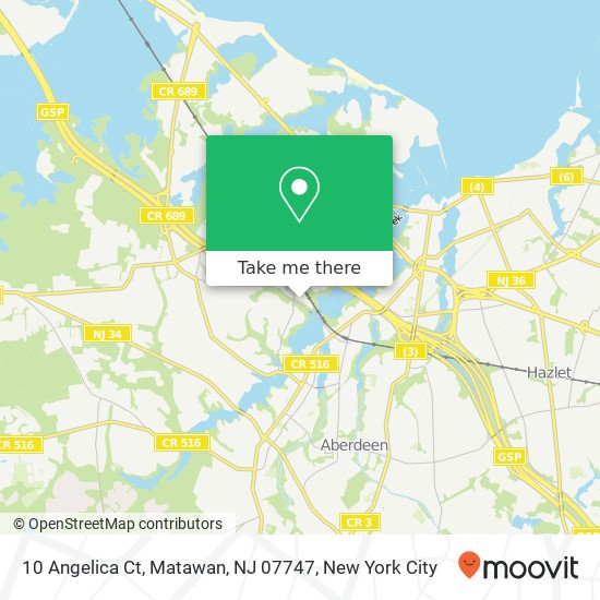 Mapa de 10 Angelica Ct, Matawan, NJ 07747