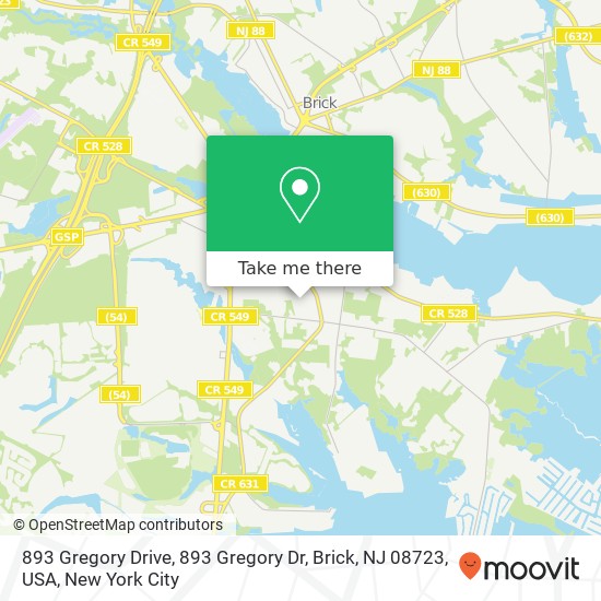 893 Gregory Drive, 893 Gregory Dr, Brick, NJ 08723, USA map