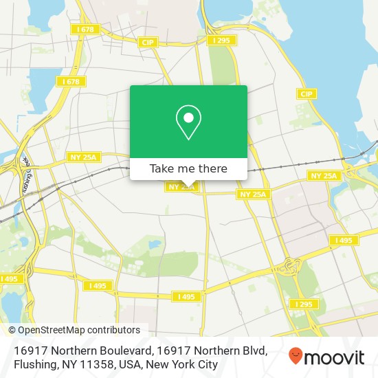 Mapa de 16917 Northern Boulevard, 16917 Northern Blvd, Flushing, NY 11358, USA
