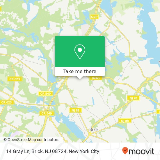Mapa de 14 Gray Ln, Brick, NJ 08724