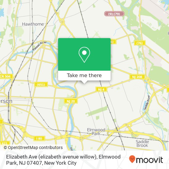 Mapa de Elizabeth Ave (elizabeth avenue willow), Elmwood Park, NJ 07407