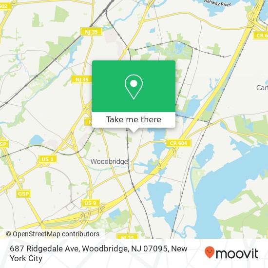 Mapa de 687 Ridgedale Ave, Woodbridge, NJ 07095