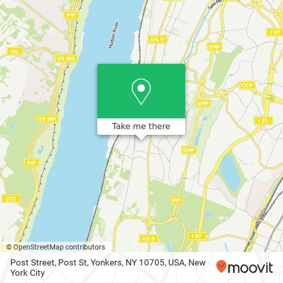 Mapa de Post Street, Post St, Yonkers, NY 10705, USA