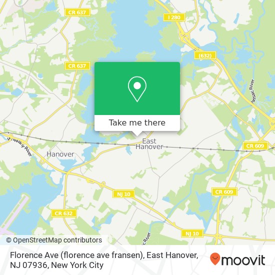Mapa de Florence Ave (florence ave fransen), East Hanover, NJ 07936