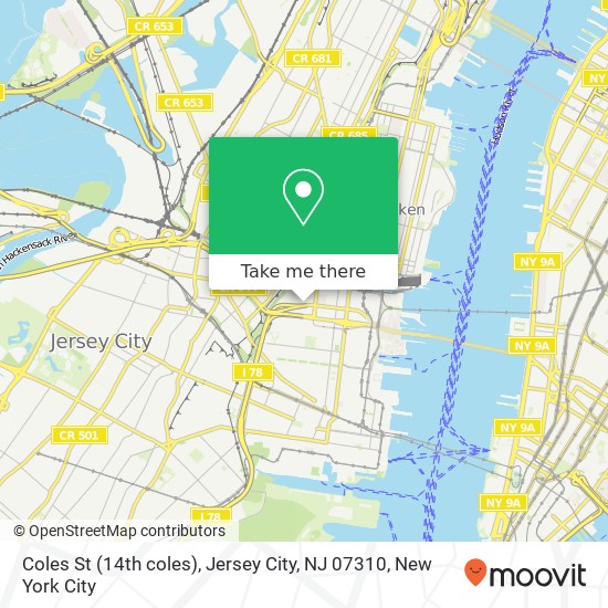 Mapa de Coles St (14th coles), Jersey City, NJ 07310