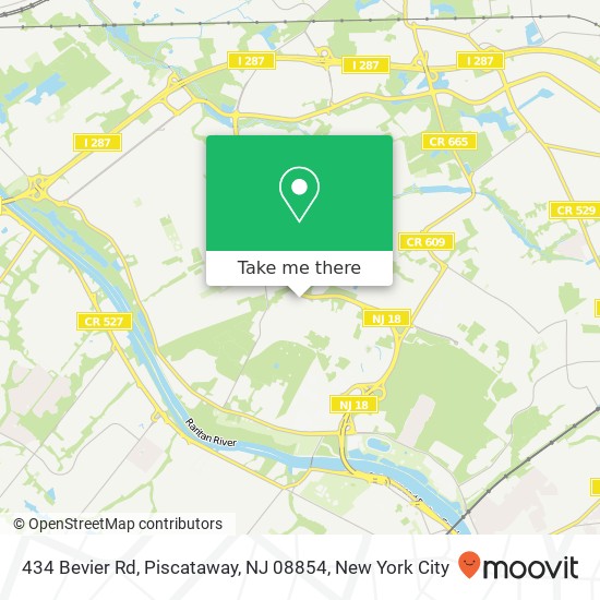 Mapa de 434 Bevier Rd, Piscataway, NJ 08854