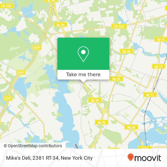 Mapa de Mike's Deli, 2381 RT-34