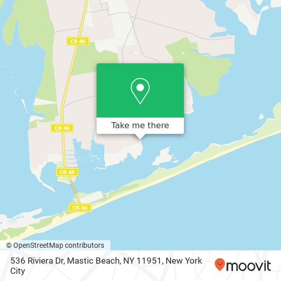Mapa de 536 Riviera Dr, Mastic Beach, NY 11951