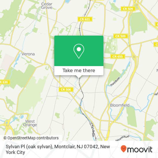 Mapa de Sylvan Pl (oak sylvan), Montclair, NJ 07042