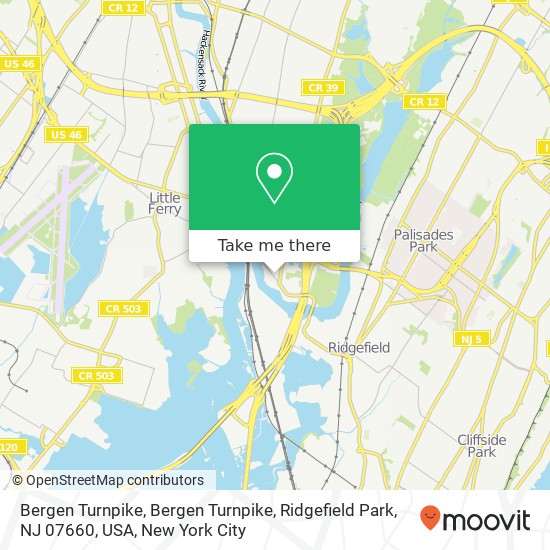 Mapa de Bergen Turnpike, Bergen Turnpike, Ridgefield Park, NJ 07660, USA