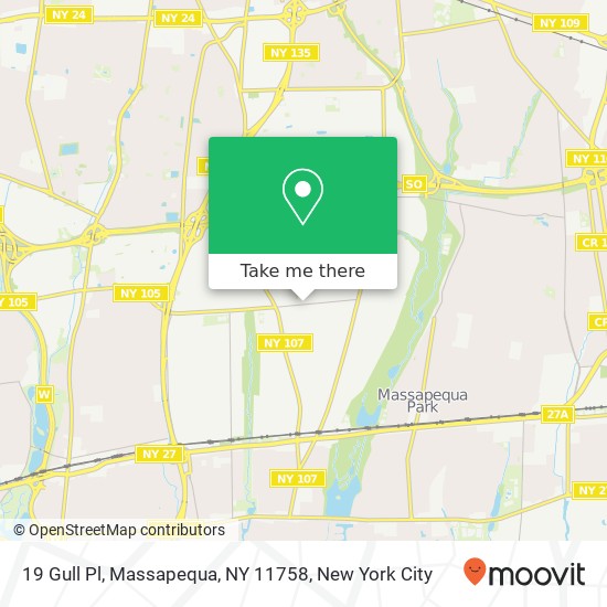 Mapa de 19 Gull Pl, Massapequa, NY 11758