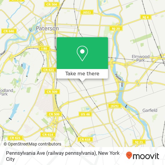 Mapa de Pennsylvania Ave (railway pennsylvania), Paterson (SOUTH PATERSON), NJ 07503