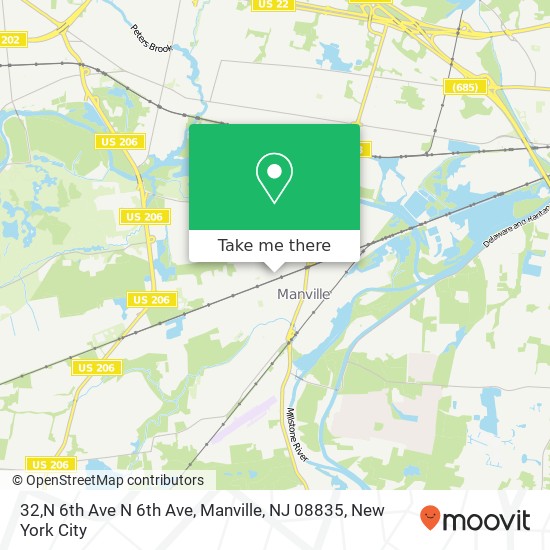 Mapa de 32,N 6th Ave N 6th Ave, Manville, NJ 08835