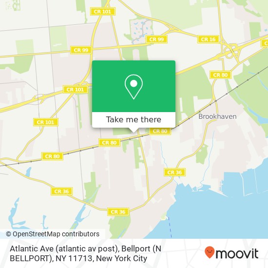 Mapa de Atlantic Ave (atlantic av post), Bellport (N BELLPORT), NY 11713