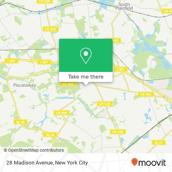 Mapa de 28 Madison Avenue, 28 Madison Ave, Piscataway Township, NJ 08854, USA