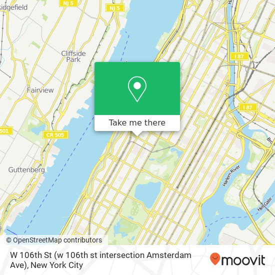 Mapa de W 106th St (w 106th st intersection Amsterdam Ave), New York, NY 10025