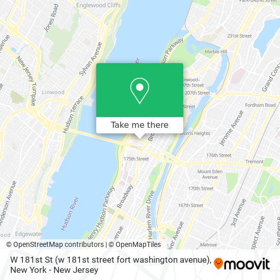 Mapa de W 181st St (w 181st street fort washington avenue)