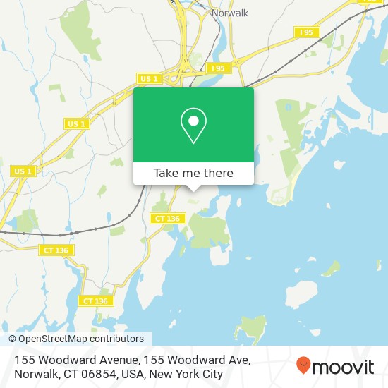 Mapa de 155 Woodward Avenue, 155 Woodward Ave, Norwalk, CT 06854, USA