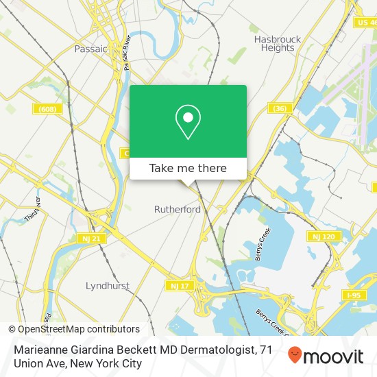 Mapa de Marieanne Giardina Beckett MD Dermatologist, 71 Union Ave