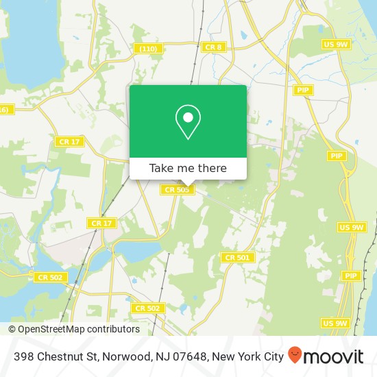 Mapa de 398 Chestnut St, Norwood, NJ 07648