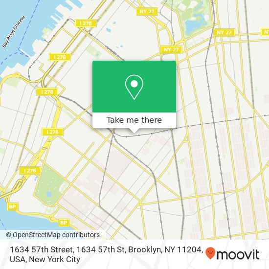 Mapa de 1634 57th Street, 1634 57th St, Brooklyn, NY 11204, USA