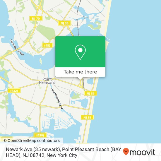 Mapa de Newark Ave (35 newark), Point Pleasant Beach (BAY HEAD), NJ 08742