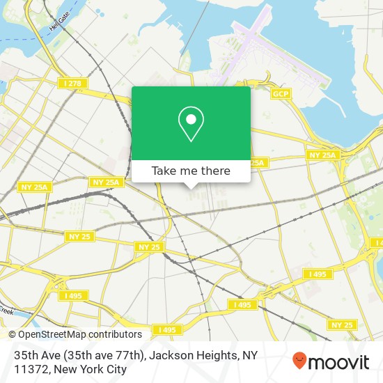 Mapa de 35th Ave (35th ave 77th), Jackson Heights, NY 11372
