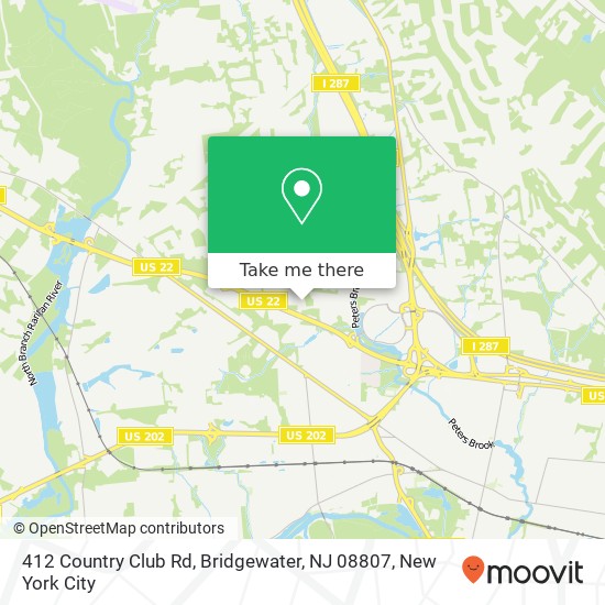 Mapa de 412 Country Club Rd, Bridgewater, NJ 08807