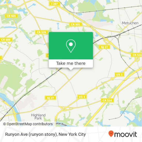 Mapa de Runyon Ave (runyon stony), Edison, NJ 08817