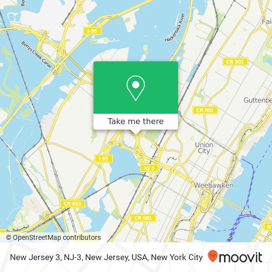 New Jersey 3, NJ-3, New Jersey, USA map