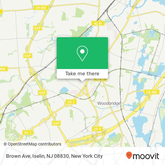 Mapa de Brown Ave, Iselin, NJ 08830