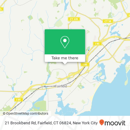 Mapa de 21 Brookbend Rd, Fairfield, CT 06824