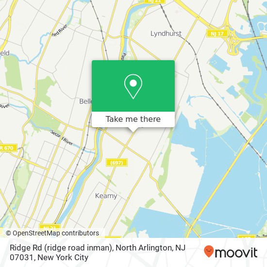 Mapa de Ridge Rd (ridge road inman), North Arlington, NJ 07031