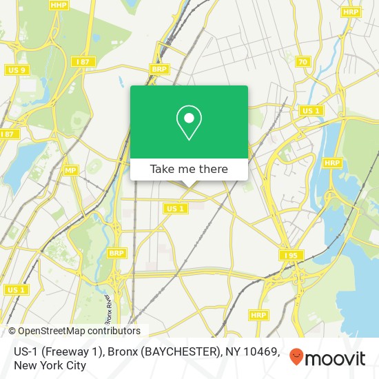 Mapa de US-1 (Freeway 1), Bronx (BAYCHESTER), NY 10469