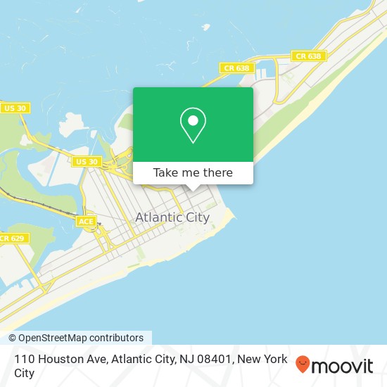 Mapa de 110 Houston Ave, Atlantic City, NJ 08401