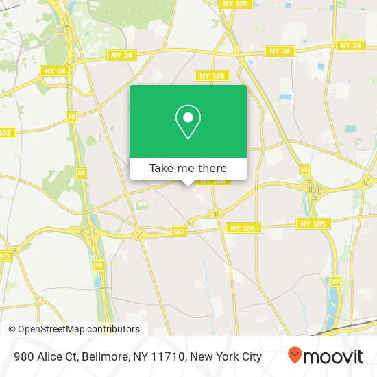 Mapa de 980 Alice Ct, Bellmore, NY 11710