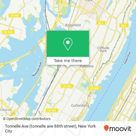 Mapa de Tonnelle Ave (tonnelle ave 88th street), North Bergen, NJ 07047