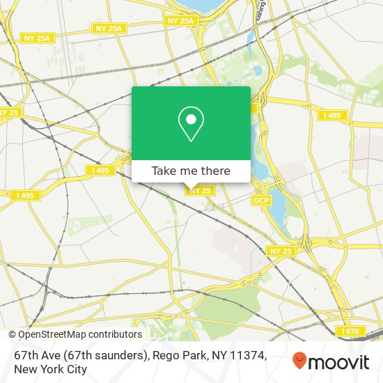 67th Ave (67th saunders), Rego Park, NY 11374 map