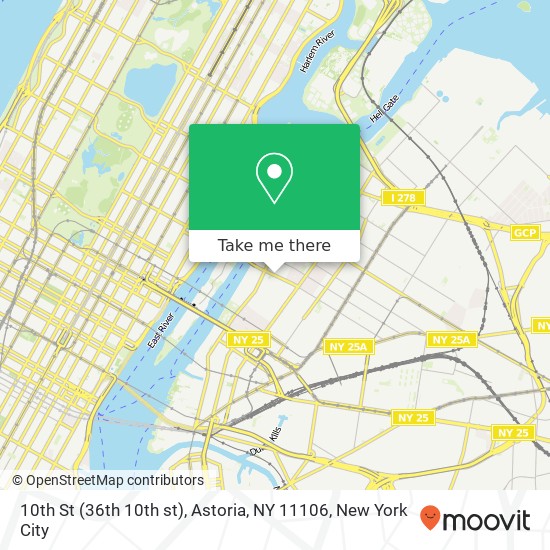 Mapa de 10th St (36th 10th st), Astoria, NY 11106